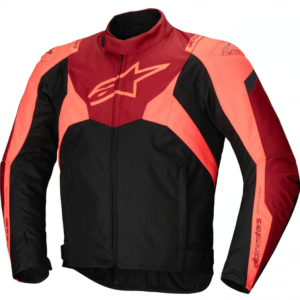 CHAQUETA ALPINESTARS T-JAWS V4 WATERPROOF NEGRA ROJO FLUOR ROJO OSCURO